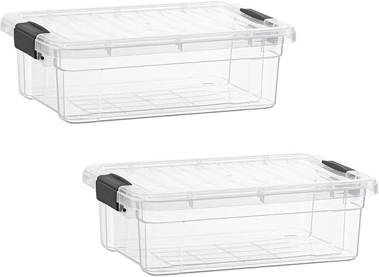 Superio Storage Bins with Lids- 2 Pack, 4.5 Qt Clear Boxes for Organizing, Stackable Plastic Containers- BPA Free, Non-Toxic, Odor Free, Organizer for Home, Office, Dorm