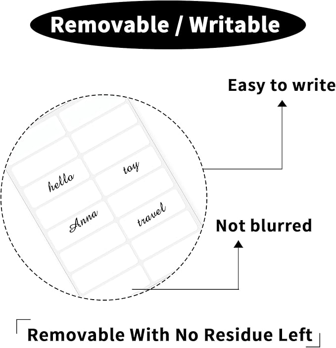 Blank Removable Labels, 1x3 Inch White Freezer Labels for Food Containers, Freezer Label to Write on/Waterproof/Easy Peel Off (240Pcs)