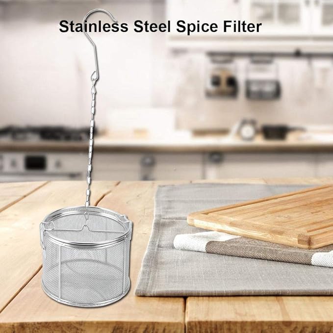AUNMAS Stainless Steel Tea Ball Strainer and Spice Filter, 4.7 Inch Infusion Basket for Loose Leaf Tea, Soup Seasonings, Broth with Hook,12 x 13cm