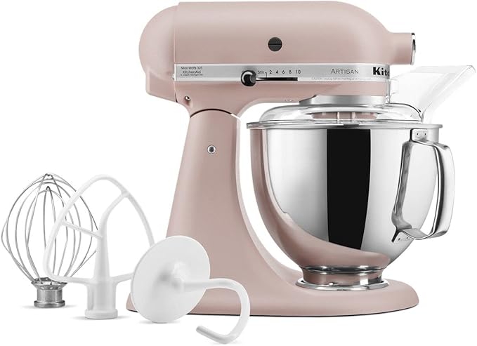 KitchenAid Artisan Series 5 Quart Tilt Head Stand Mixer with Pouring Shield KSM150PS, Feather Pink