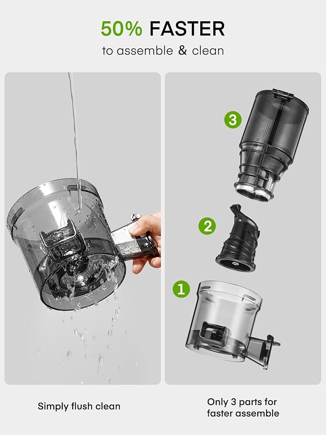 Juicer Machines, 5.4" Extra Large Feed Chute Fit Whole Fruits & Vegetables, Slow Masticating Cold Press Juicer Easy to Clean, 250W, High Juice Yield
