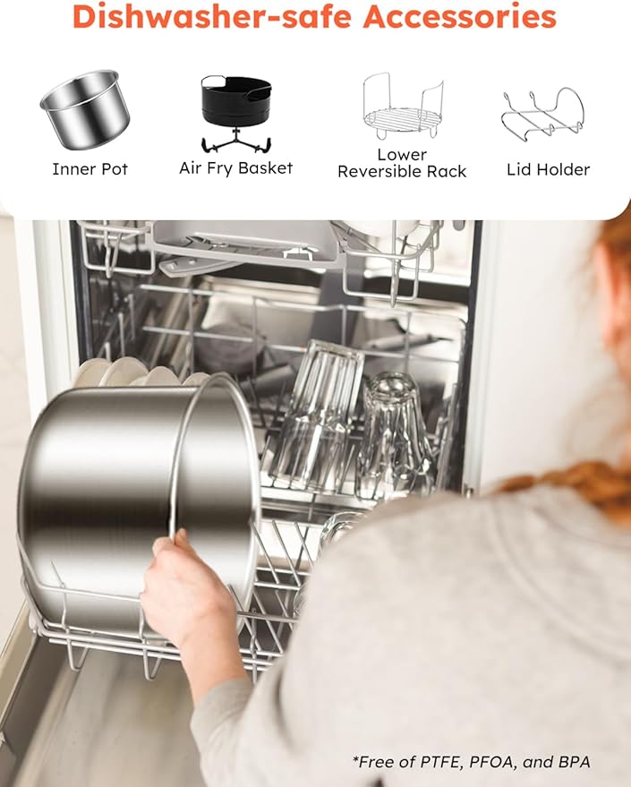 Nuwave Duet Air Fryer and Electric Pressure Cooker Combo with 2 Switchable Lids, 300 FoolProof One-Touch Presets, Crisp&Tender Tech, 6QT Heavy-duty Stainless Steel Pot, 15+ Safety Features