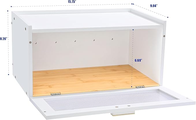 White Bamboo Bread Box for Kitchen Countertop - Mothers Day Gifts for Mom,Kitchen Essentials Bread Storage for Homemade Bread Pantry Organizers and Storage Bread Holder