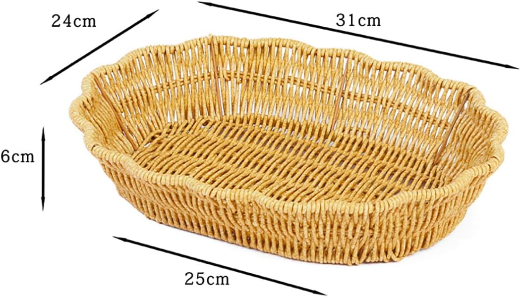 2Pack Fruit Baskets Wicker Bread Basket, Woven Tabletop Food Fruit Vegetables Serving, Restaurant Serving Basket,Shape (Elliptical lace shape)