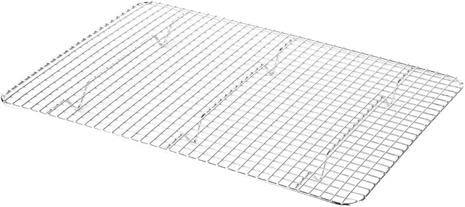 Restaurantware Met Lux 9.8 x 14.8 Inch Wire Baking Rack 1 Heavy-Duty Oven Wire Rack - Fits Jelly Roll Pan Dishwashable Stainless Steel Cooling Rack Elevated Feet Oven-Ready Up To 575F