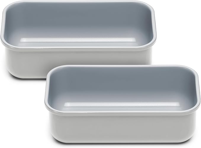 Caraway Non-Stick Ceramic 1 lb Loaf Pan Duo - Naturally Slick Ceramic Coating - Non-Toxic, PTFE & PFOA Free - Perfect for Pound Cakes, Breads, & More - Gray
