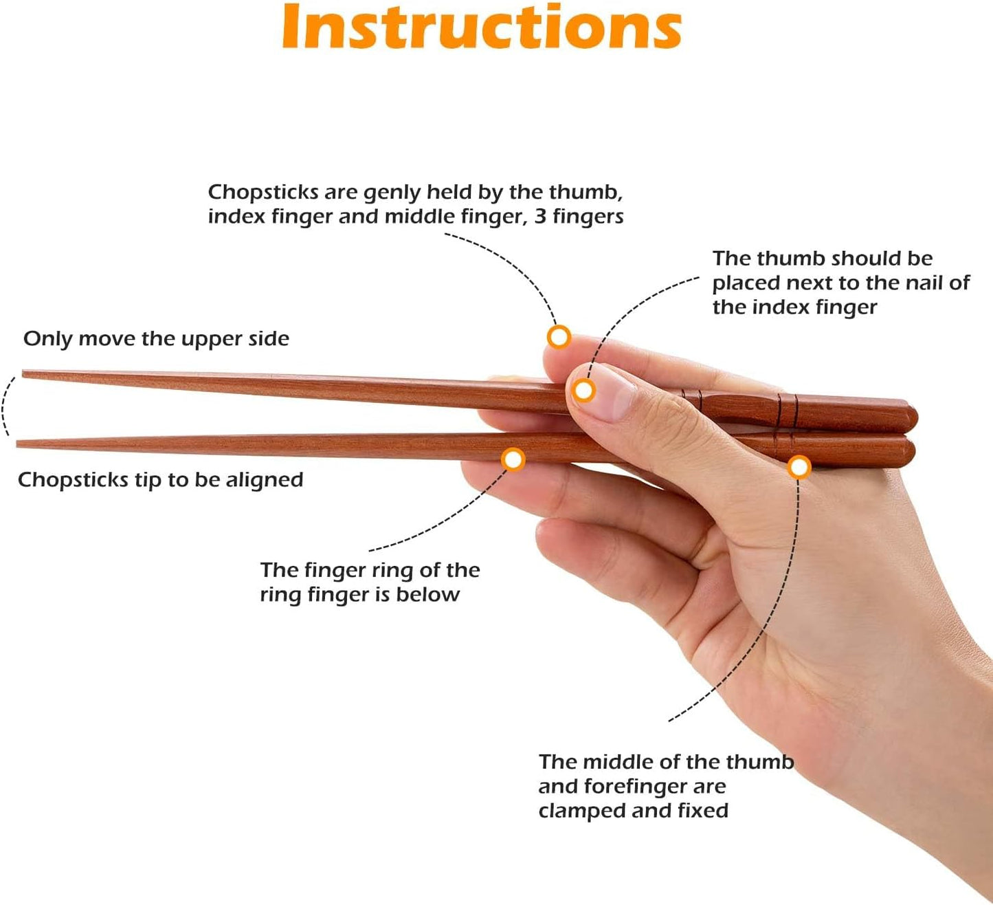 5-Pairs Japanese Chopsticks, Reusable, Non-slip Design, Natural Wood, Brown, 8.8 Inch/22.5cm, Easy to Use, Suitable for Beginners, Gift Set