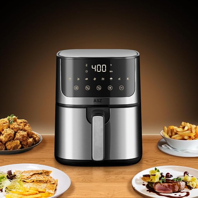 ASZ 5qt Air Fryer Digital for dorm office- Compact Airfryer Design for 2-3 people, 8 in 1 Presets Bake Toast Broil Reheat Bacon Fries Chicken Shrimp Non-Stick Kitchen Airfry Countertop Gift
