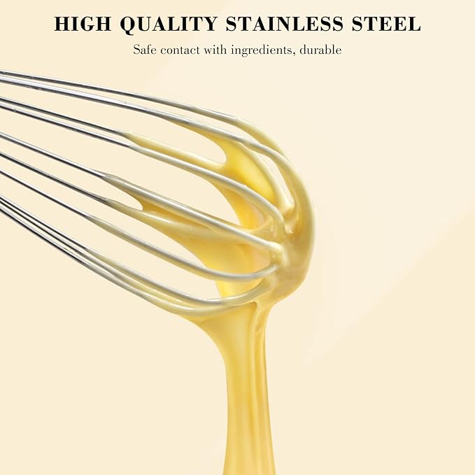 NileHome Stainless Steel Whisk Set 8" 10" 12" Kitchen Whisk Kitchen Wisk Wire Whisks for Cooking, Whisking, Blending, Beating, Stirring-4 Pack