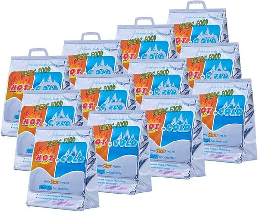 Superio Hot and Cold Stand Up Reusable Insulated Bag- 12 Pack Food Storage for Frozen Items & Hot Items Including Lunch Bags & Grocery Shopping Bags Reinforced Heavy Duty Refrigerated Totes…