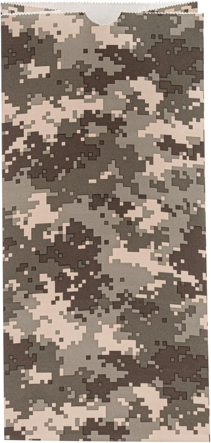 Restaurantware Bag Tek 8 LB Disposable Lunch Bags 100 Sturdy Take Out Bags - Flat Bottom Great For Restaurants Cafes And Bakeries Camouflage Paper Popcorn Bags Versatile For Grocery And More