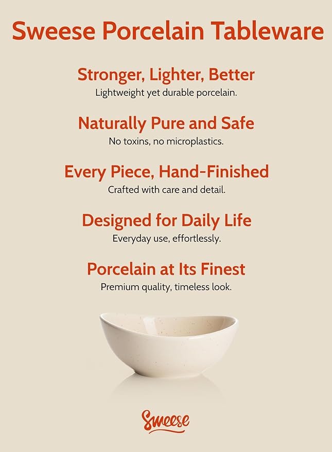 Sweese 4 oz porcelain bowls set of 6 - small dipping, sauce, snack side dish bowls - microwave, dishwasher, oven safe beige