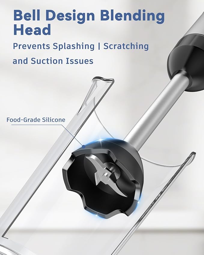 LINKChef 7 in 1 Immersion Blender Handheld, 800W Hand Blender Set, Scratch Resistant with 2 Titanium Steel Blades, 20 Speed and Turbo Mode, Includes Whisk, Milk Frother, Food Processor & Beaker