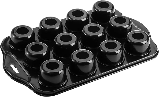 Tosnail 2 Pack 12 Cavity Mini Cheesecake Pan, Mini Cupcake Muffin Baking Pans with Removable Bottom, Round, Black