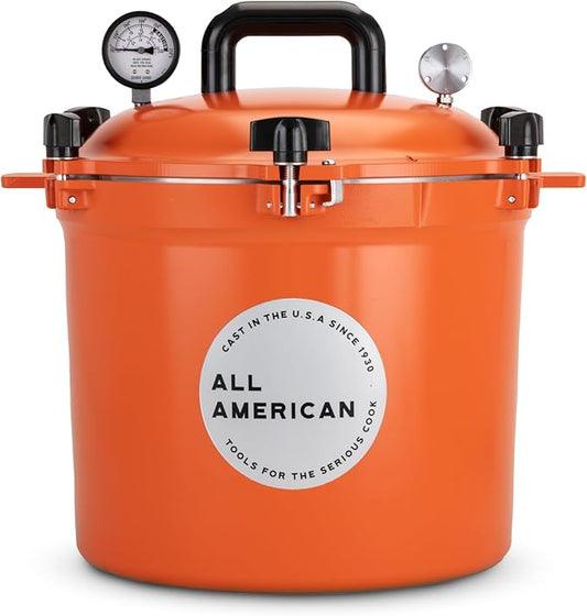 All American 1930-21.5qt Pressure Cooker/Canner (The 921), Saffron - Exclusive Metal-to-Metal Sealing System - Suitable for Gas, Electric, or Flat Top Stoves - Made in the USA