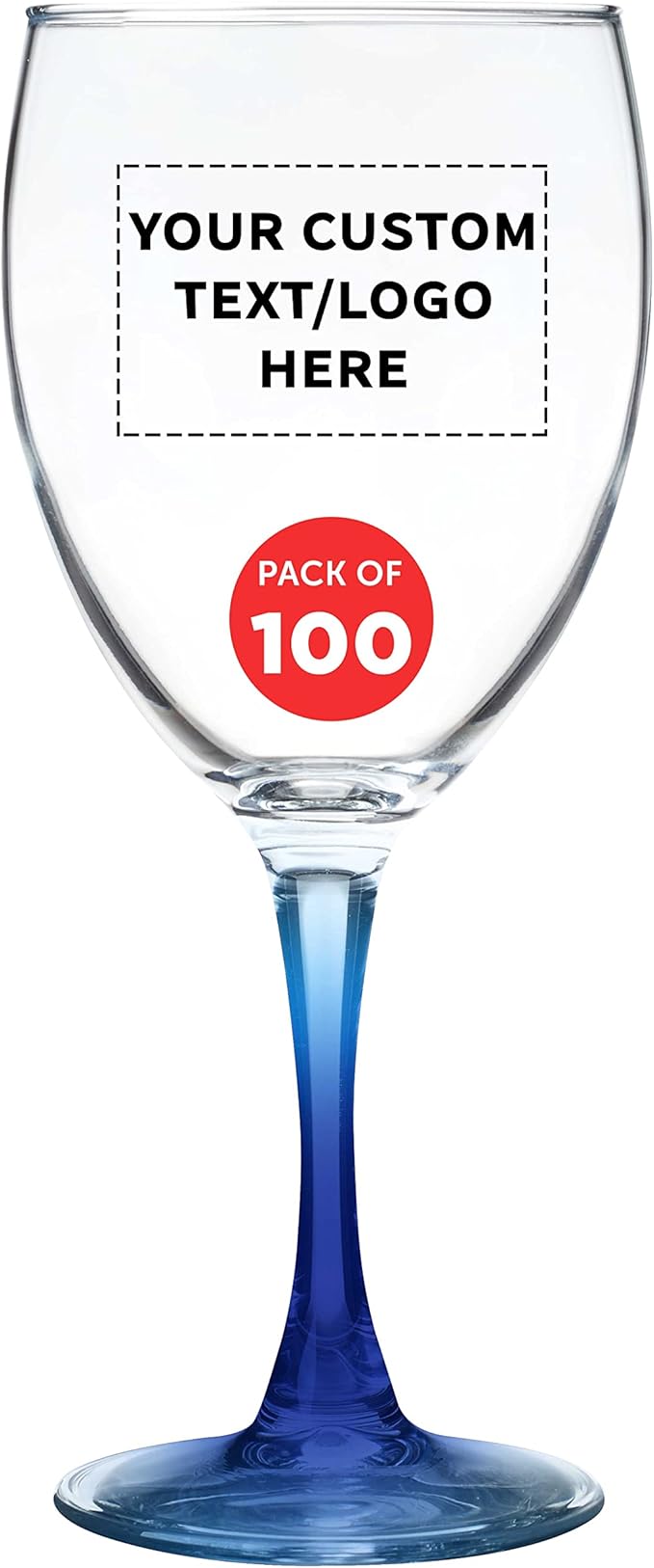 Custom Nuance Wine Glasses by ARC 10.5 oz. Set of 100, Personalized Bulk Pack - Restaurant Glassware, Perfect for Red Wine, White Wine, Cocktails - Blue