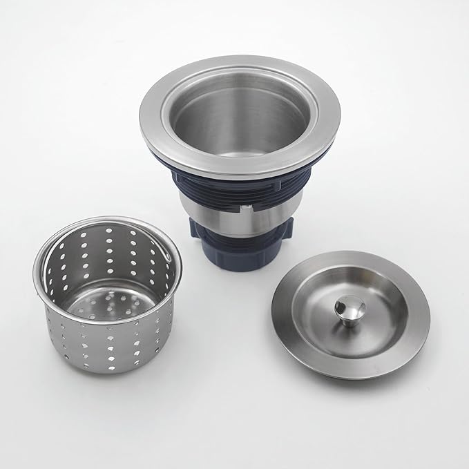 3-1/2-Inch Kitchen Sink Drain Strainer Assembly Kit, GZILA Deep Waste Basket Strainer with Sealing Lid Sink Stopper, 304 Stainless Steel Brushed Nickel
