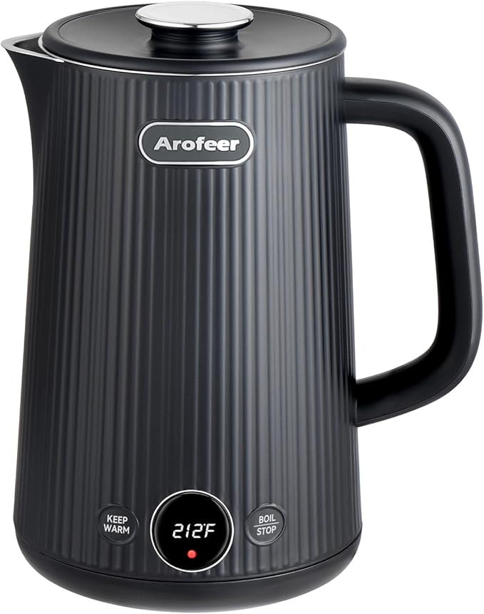 1.7L(57oz) Large Electric Kettle Temperature Control, 7+Cups Electric Tea Kettle for Coffee&Tea, 2 quarts Big Hot Water Kettle Electric with,1200W,Keep Warm-Black