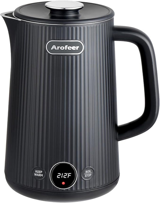 1.7L(57oz) Large Electric Kettle Temperature Control, 7+Cups Electric Tea Kettle for Coffee&Tea, 2 quarts Big Hot Water Kettle Electric with,1200W,Keep Warm-Black