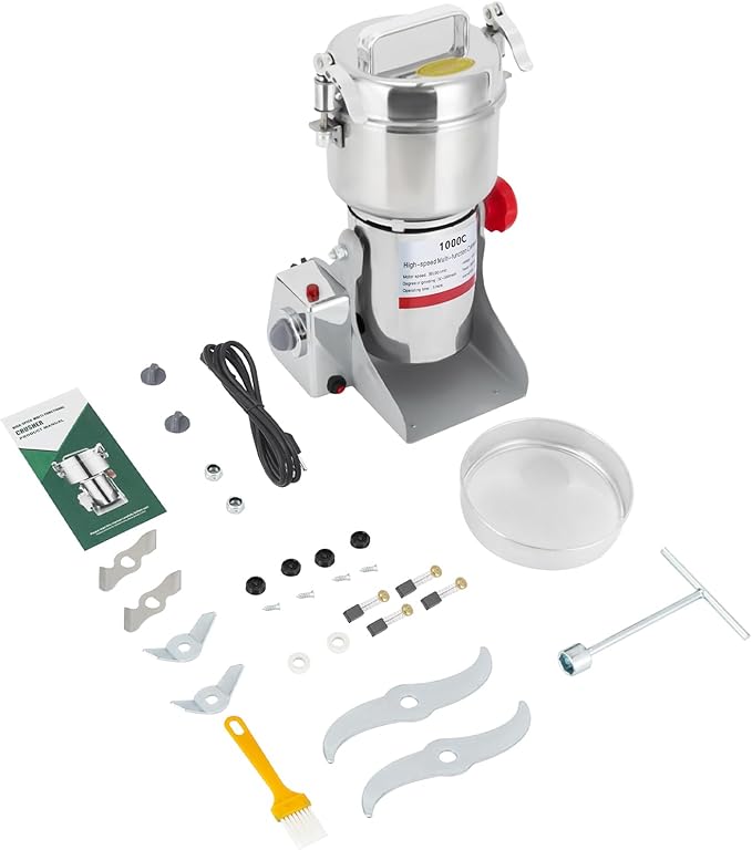 Electric Grain Mill Grinder, 1000g/2.2 lbs High-speed 30000r/min Food Grinder, 110V 3600W Countertop Grain Mill for Dry Spice Herbs Grains Coffee Rice Pepper (1000g)