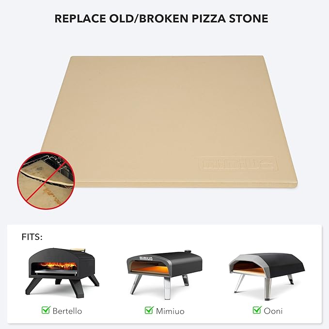 Pizza Stone for Oven and BBQ Grill, 13 inch Square Bread Baking Stone, Heavy Duty Large Ceramic Pizza Pan for Baking Pie Cookie and Cheese