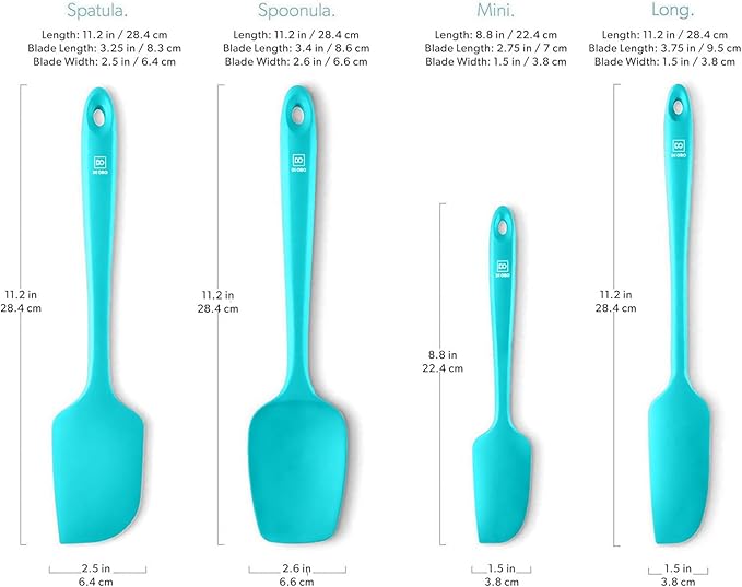 DI ORO Silicone Spatula Set - Rubber Kitchen Spatulas for Baking, Cooking, & Mixing - 600°F Heat-Resistant & BPA Free Silicone Scraper Spatulas for Nonstick Cookware - Dishwasher Safe (4pc, Teal)