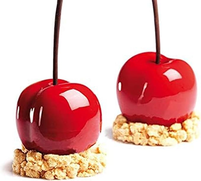 OCPO KITCHEN Cherry Silicone Molds for Baking Mousse Cake, 3D Silicone Baking Mold for Candy Pastry Chocolate Truffle Cupcake Jelly Cookie Pudding Cake Decoration Mold, Cherry Shape (12-Cavity)