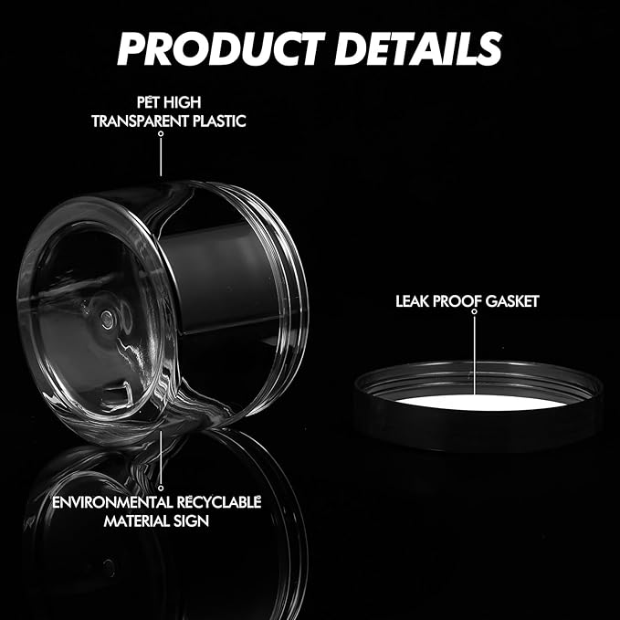 SATINIOR 6 Pack 10 oz Plastic Jars Containers with Lids Wide-mouth Refillable Leakproof Reusable Round Empty Jars for Travel Cosmetic Dry Food Spice Candy Cookie Home Kitchen Organizing(Black)