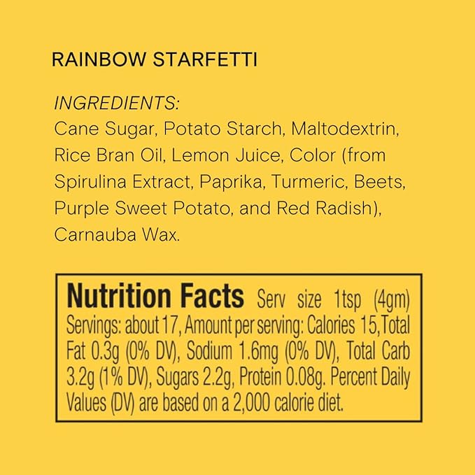 Supernatural Rainbow Starfetti Natural Star Sprinkles - No Artificial Dyes, Soy Free, Gluten Free, Vegan, 3oz