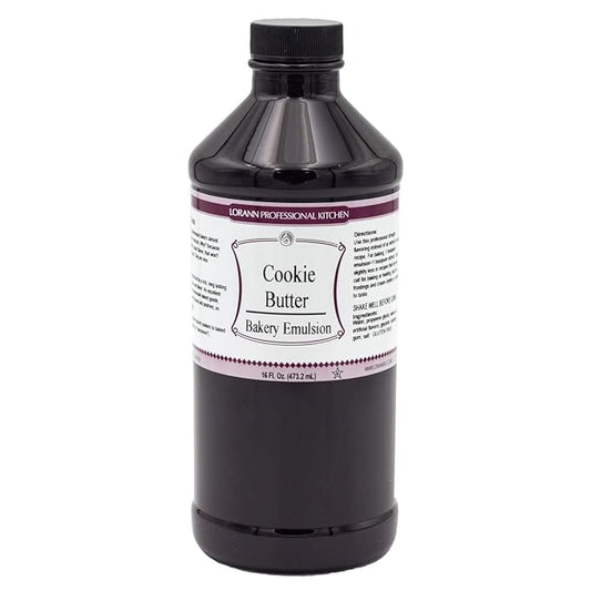LorAnn Oils Cookie Butter Bakery Emulsion: True Essence, Ideal for Boosting Fruit Tones in Cakes, Cookies & Desserts, Gluten-Free, Keto-Friendly, Extract Substitute Essential for Your Kitchen, 16 Oz