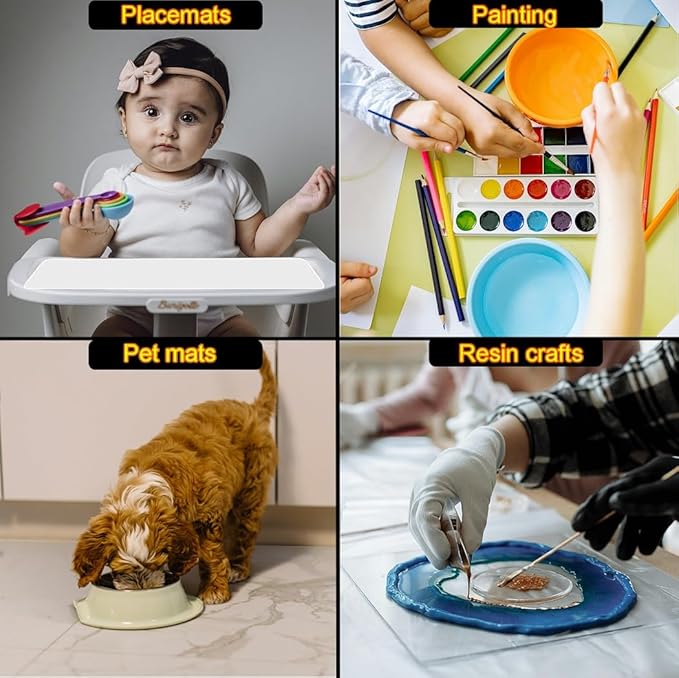 Silicone Mat - Non-Stick, Reusable & Heat Resistant Up to 500°F, Fits Resin Crafts, Dishwasher Safe for Baking, Cookies, Pastry (48” x 24”)