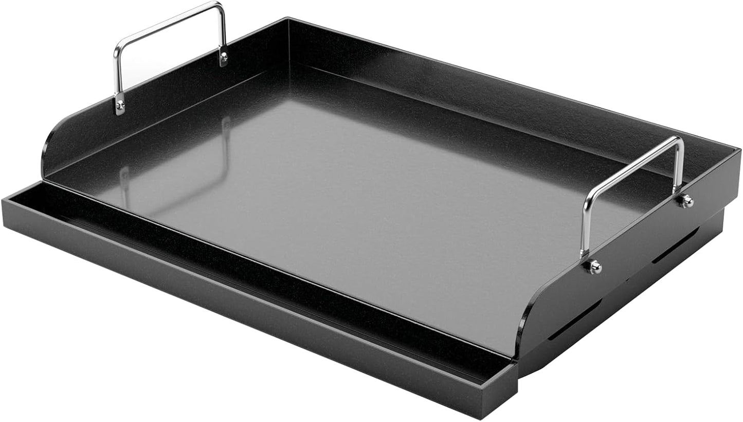 Utheer 17" x 13" Nano-Ceramic Nonstick Griddle for Gas & Charcoal Grills – Universal Flat Top Griddle with Grease Groove/Reinforced Ridges/High Sidewalls, Perfect for Healthy Cooking,Parties & Camping