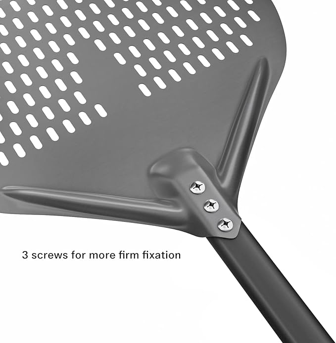 14” Perforated Pizza Peel, Long Handle Hard Anodized Aluminum Pizza Peel, Extra Large Pizza Turning Peel, Professional Pizza Pizza Paddle, 34.8 inch overall
