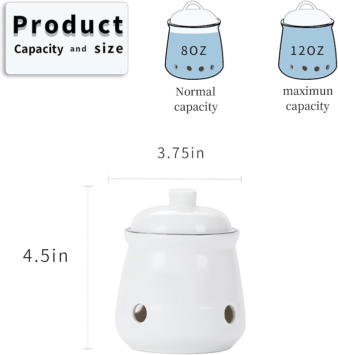 HAOTOP Ceramic Mini Garlic Keeper with Lid, Garlic Container Saver for Countertop, Keep Your Garlic Cloves Fresh (White)