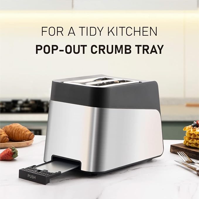 Touchscreen Toaster 2 Slice, KETIAN Bagel English Muffins Toast Pastry Waffles Grain Sweet Bread Toaster, Extra Wide Slots Single Slot Toasting Automatic Lifting, 1400w (Black)