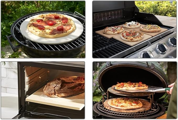 2 Pack Pizza Stone,Rectangle Heavy Duty Cordierite Pizza Pan for Oven and Grill,15 x 12"Baking Stone for Pizza,Bread and BBQ