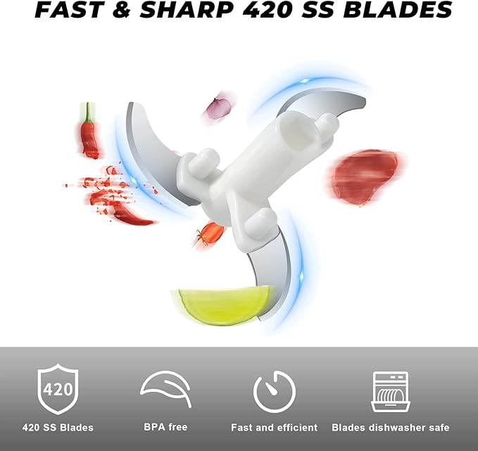 ZHANG XIAO QUAN SINCE 1628 Mini Manual Food Chopper Hand Pull String Vegetable Cutter Onions Garlic Chopper Portable Mincer for Garlic Ginger Herbs Nuts Durable Kitchen Food Processor 0.7 Cup(170ml)