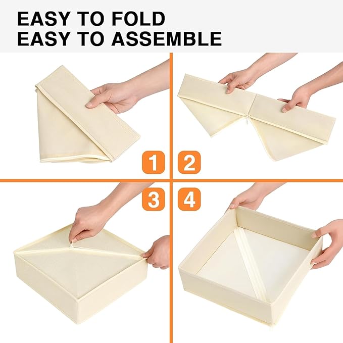 DIMJ Drawer Organizer Clothes 18 Pack - Foldable Baby Organizers and Storage & Dresser Organizer for Bedroom, Closet - Nursery Organization Dresser Dividers for underwear, Sock,Bra, Belt, Tie, Beige