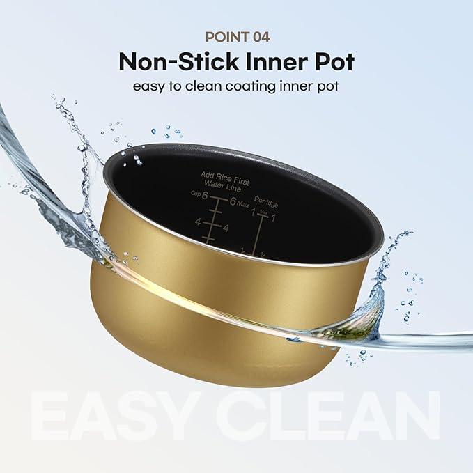 CRM-G0601WUS | 6 Person | Micom Rice Cooker 6 Cup (Uncooked), 1.4Quarts | 12 Cup (Cooked) Slow Cooker and Warmer | Direct Touch control | Nonstick Inner Pot | Delay Timer