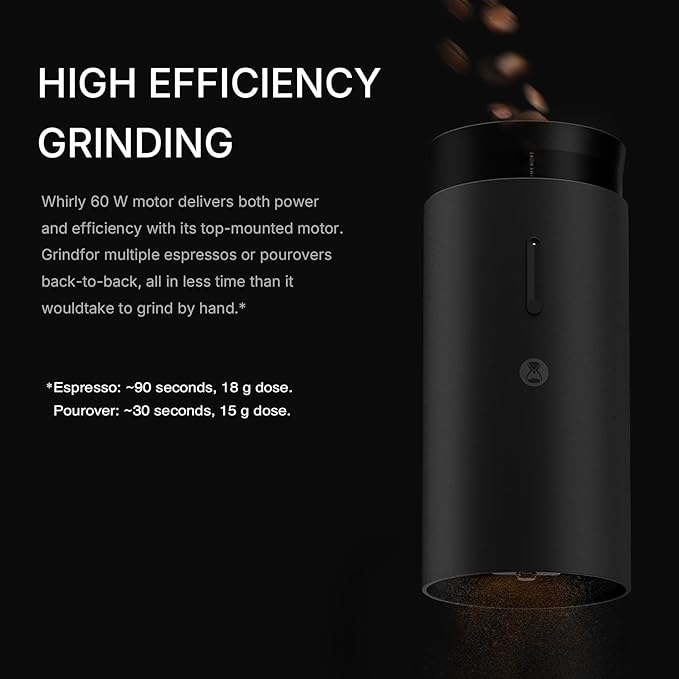 TIMEMORE Electric Coffee Grinder Portable - Adjustable Burr Grinder with 30 Precise Settings, Auto Stop & Clog Protection for Espresso, Pour-Over, French Press Moka,for Home Outdoor Use（Black）