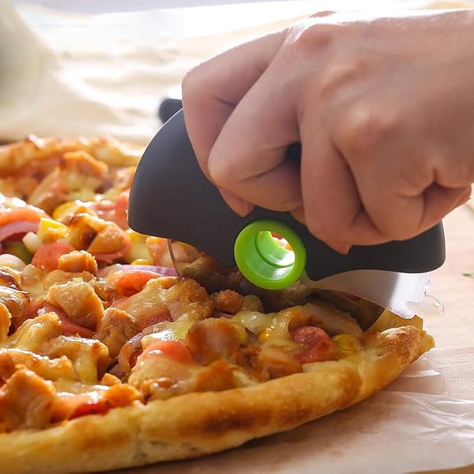 Pizza Cutter Wheel with Protective Blade Cover, 4Pcs Ergonomic Pizza Slicer, Classic Pizza Wheel for Cutting Through Crusts, Pies and More, Dishwasher Safe, Stainless Steel Pizza Cutter