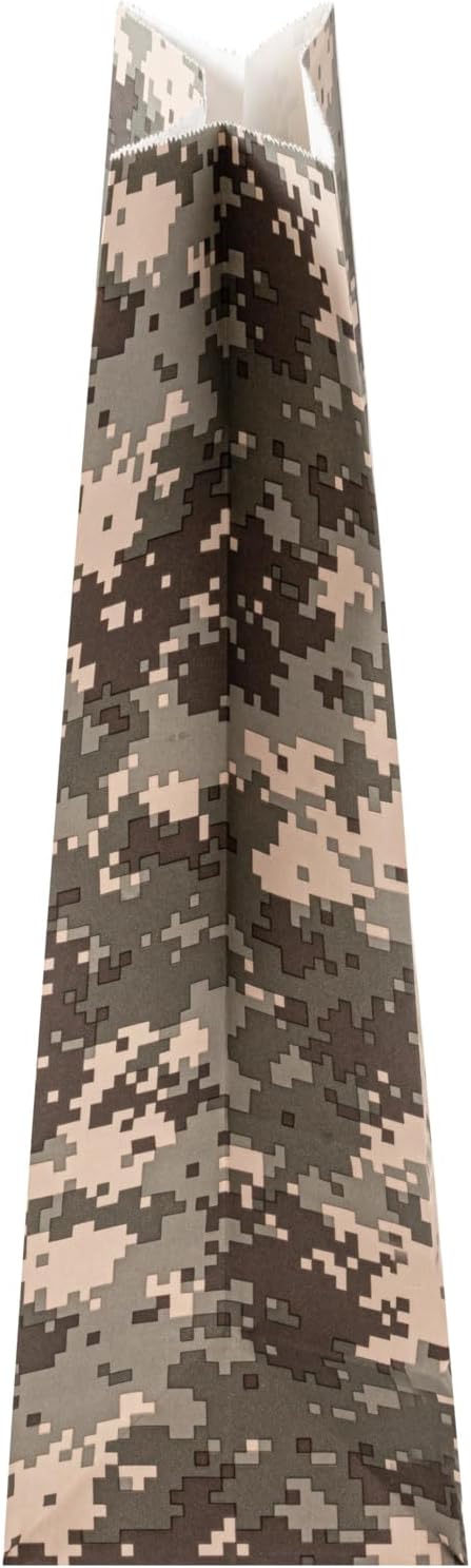 Restaurantware Bag Tek 8 LB Disposable Lunch Bags 100 Sturdy Take Out Bags - Flat Bottom Great For Restaurants Cafes And Bakeries Camouflage Paper Popcorn Bags Versatile For Grocery And More