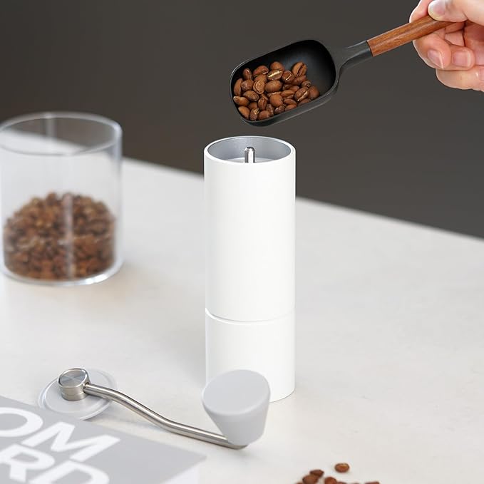 TIMEMORE Manual Coffee Grinder with Stainless Steel Conical Burr Coffee Grinder Chestnut C2 Internal Adjustable Setting Capacity 20g Pour Over Coffee for Travel, Camping, Home White