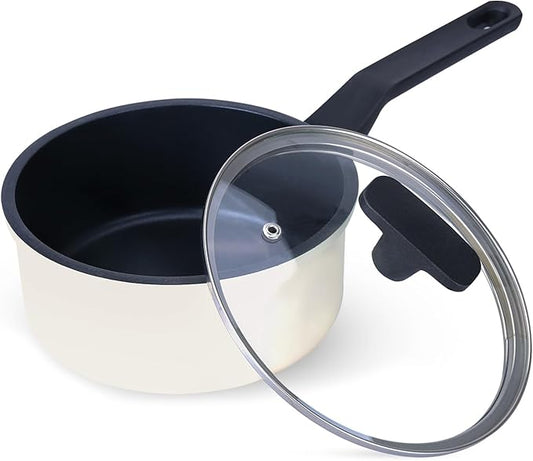 Nonstick Sauce Pan with Lid,1.5QT small pot, PFOA Free,Kitchen Pots Induction Pot,Cream