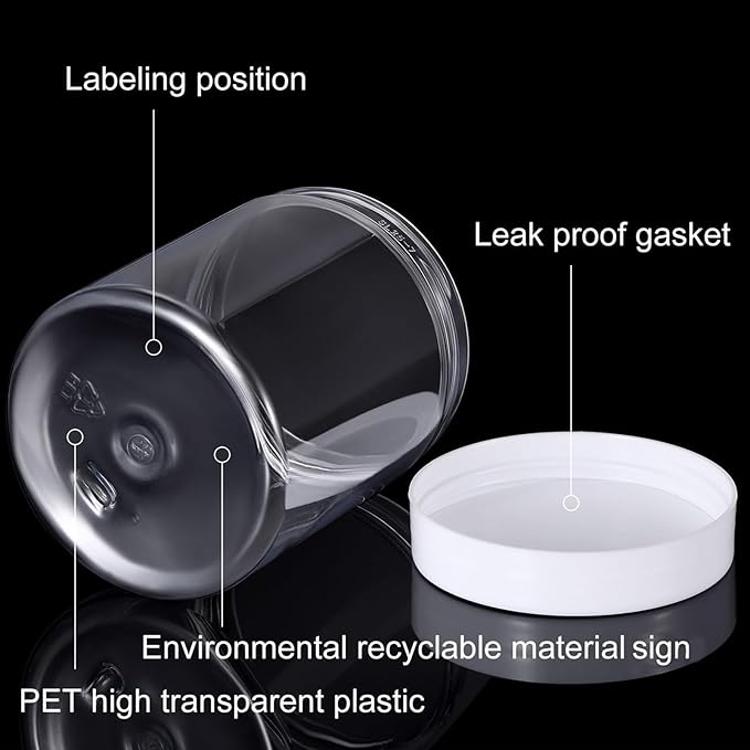 SATINIOR 6 Pack 16 oz Plastic Jars Containers with Lids Wide-mouth Refillable Leakproof Reusable Round Empty Jars for Travel Cosmetic Dry Food Spice Cookie Candy Home Kitchen Organizing(White)