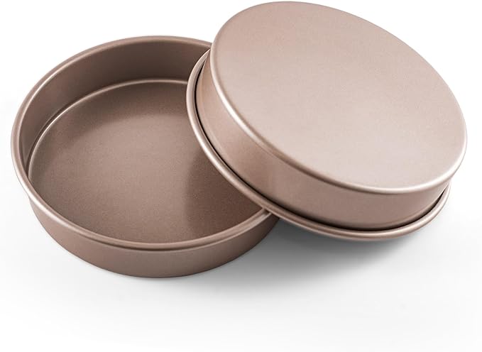 Non Toxic Nonstick 9 inch Round Cake Pans Set of 2 | Quality Non Stick 9 inches Layer Circle Cake Pan 2 inches Deep | Best 9in Baking Pan PFOA, BPA free Nontoxic | 9inch 9inches Cake Pans Set