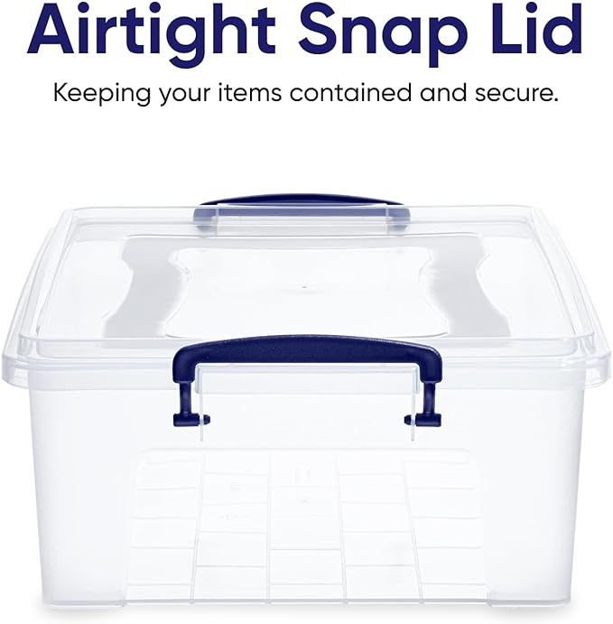 Superio Storage Bins with Lids, Clear Plastic Containers for Organizing, Stackable Totes, BPA Free, Odor Free, Organizer Boxes for Home, and Dorm (4 Pack, 22.7 Qt)