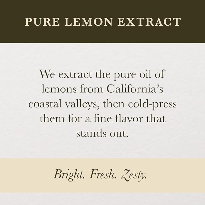 Cook's Pure Lemon Extract, Premium Quality, Cold Pressed Lemon, Sugar Free, Gluten Free, Allergen Free, 8 oz