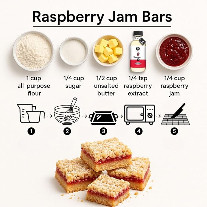 Dolce Flav Natural Raspberry Extract 2 oz – Kosher, Sugar-Free, Concentrated Tart Raspberry Flavoring for Baking, Beverages & Desserts, Includes Measured Dropper