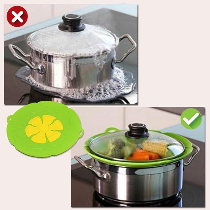 2 Pack Spill Stopper Lid Cover, 10.2 inch and 11 inch, Boil Over ‎Spill Stopper, Microwave Splatter Food Cover, BPA-Free Silicone Lids and Dishwasher Safe, for Home Kitchen